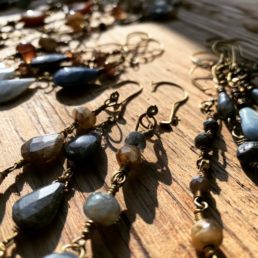 Grey labradorite teardrop earrings